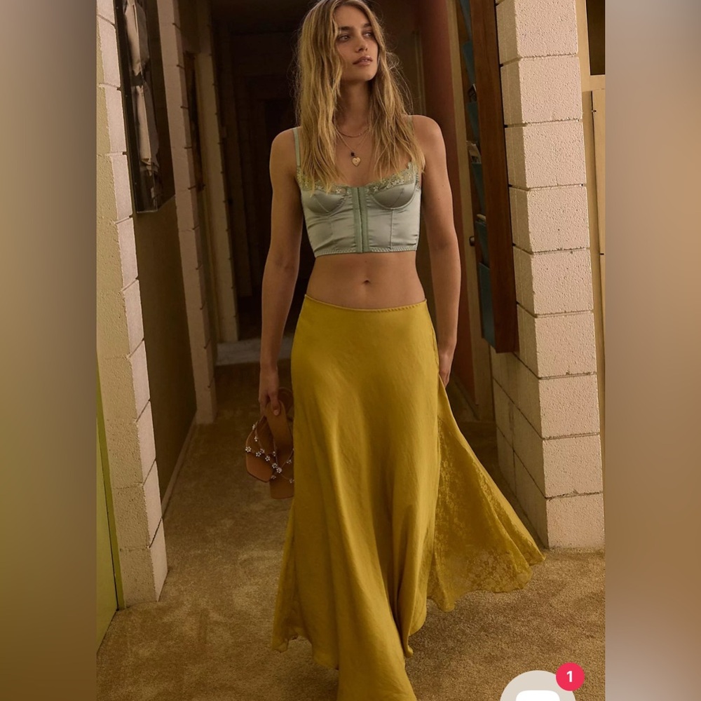 Gorgeous Free People Make You Mine Half Slip Bitter Oil